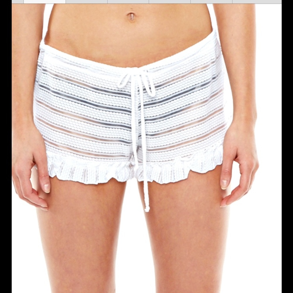 J.VALDI White Sheer Lace Beach Shorts